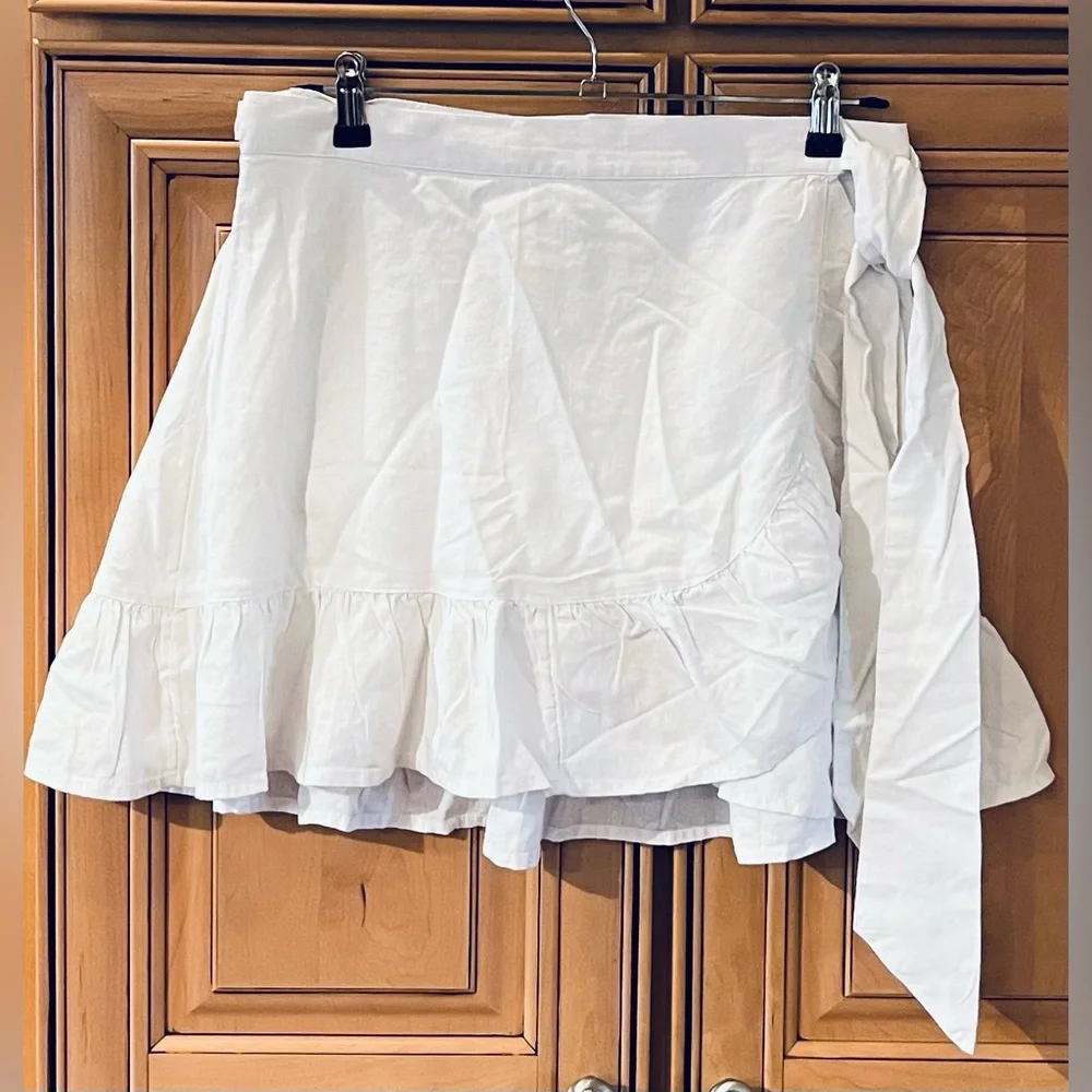 NWT Aerie Linen Blend Wrap Mini Skirt